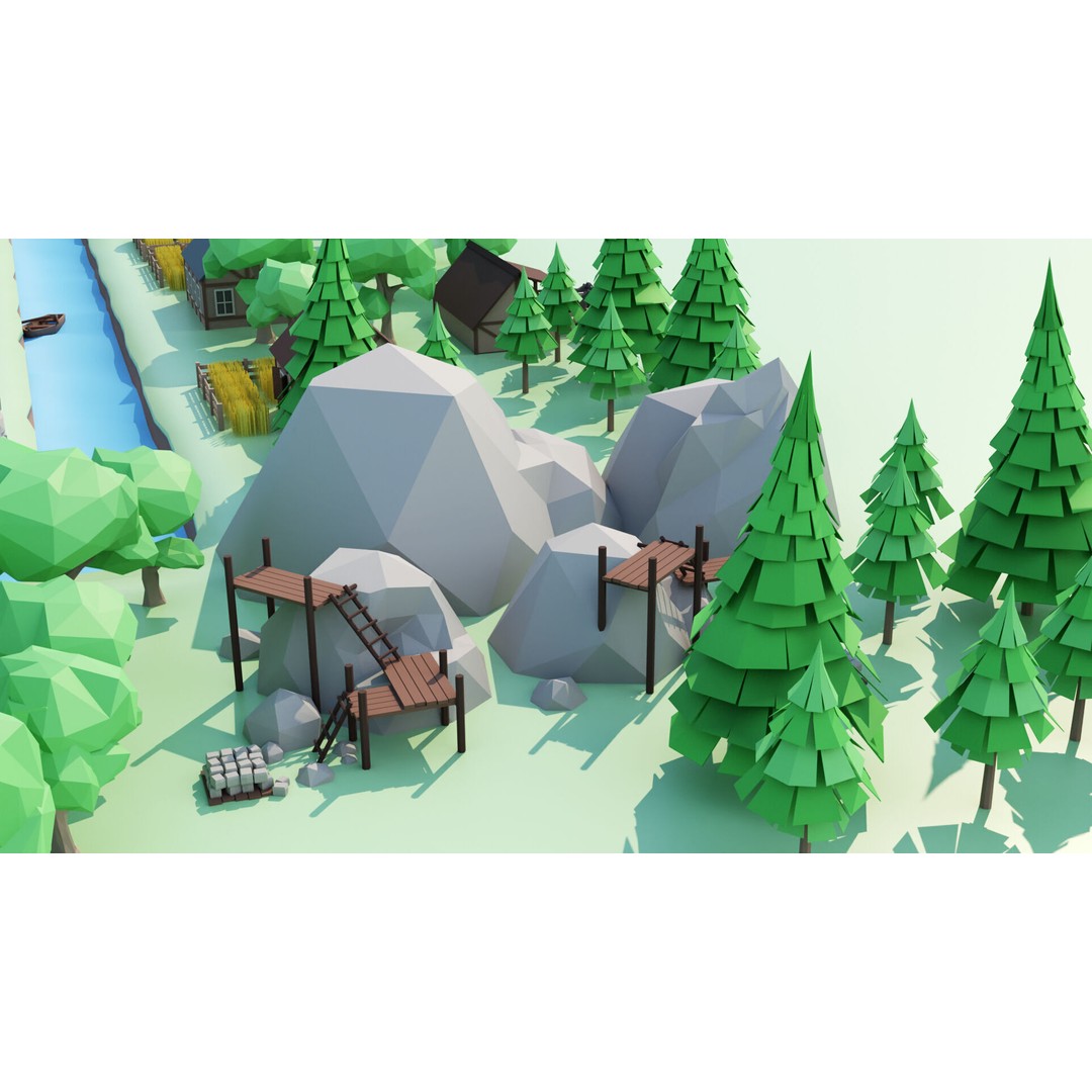 Cartoon Castle 3D Model – Low Poly Game Asset, FBX, OBJ, Blender - View 22