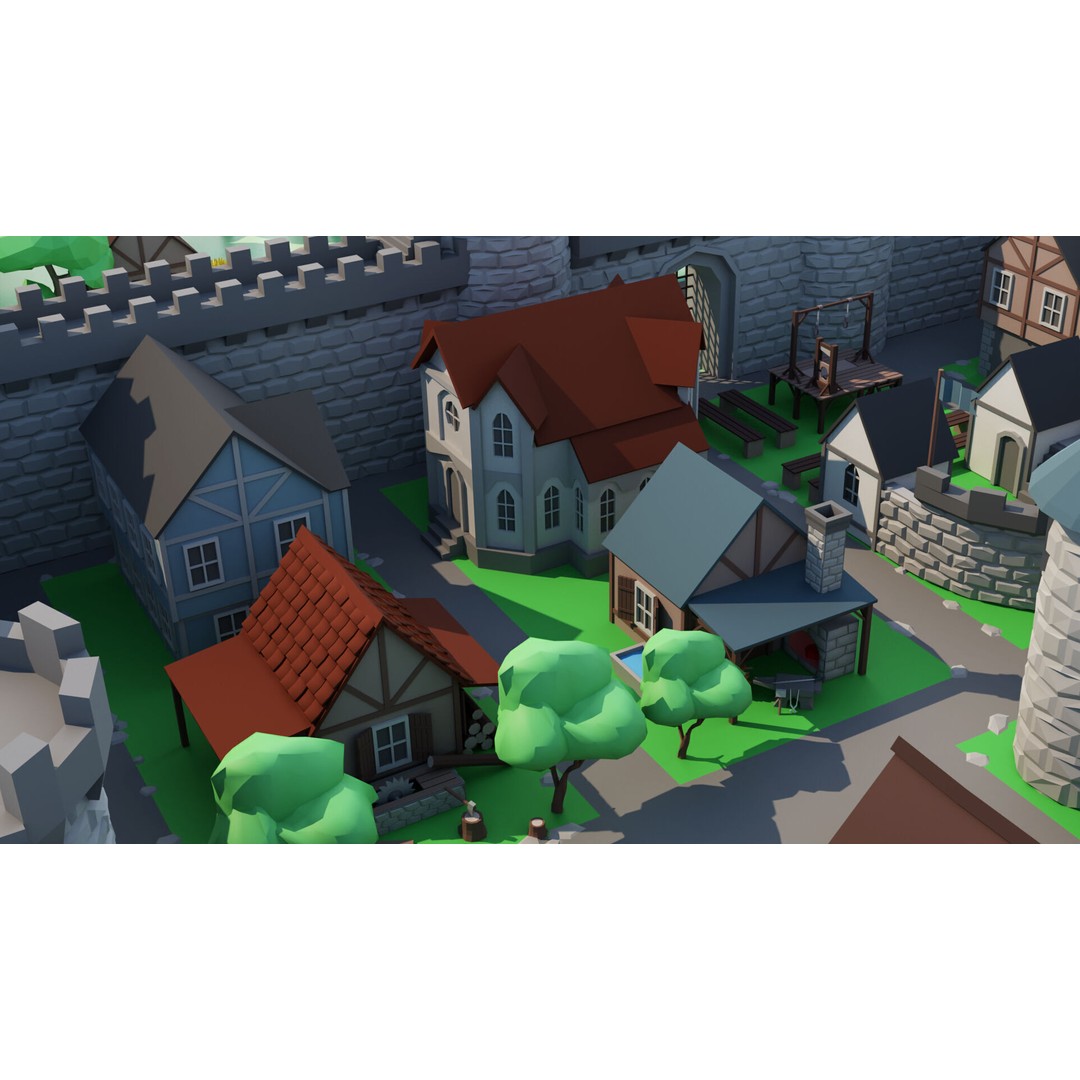 Cartoon Castle 3D Model – Low Poly Game Asset, FBX, OBJ, Blender - View 25