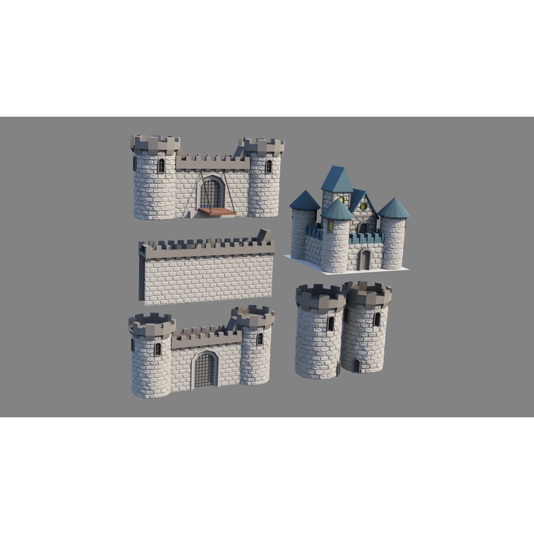 Cartoon Castle 3D Model – Low Poly Game Asset, FBX, OBJ, Blender - View 5