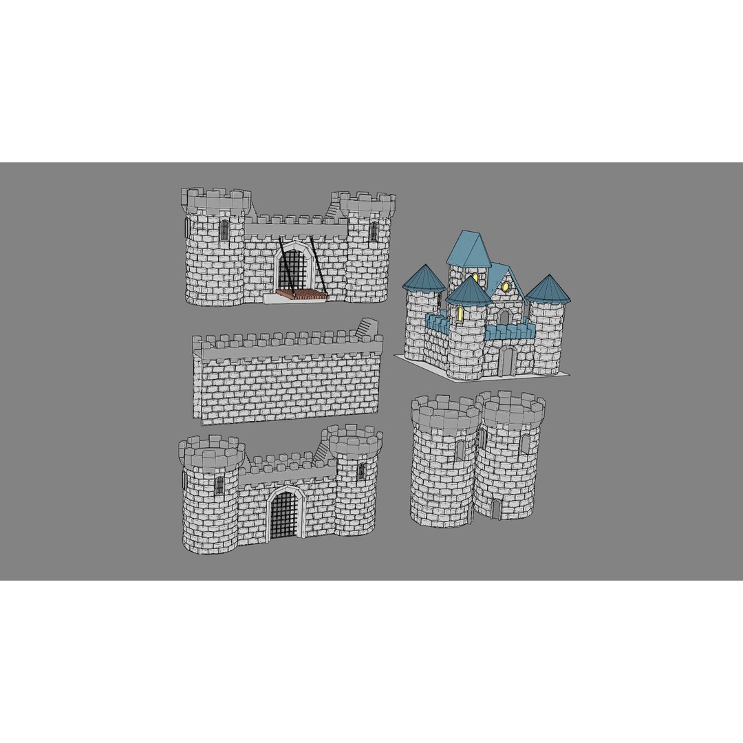 Cartoon Castle 3D Model – Low Poly Game Asset, FBX, OBJ, Blender - View 6