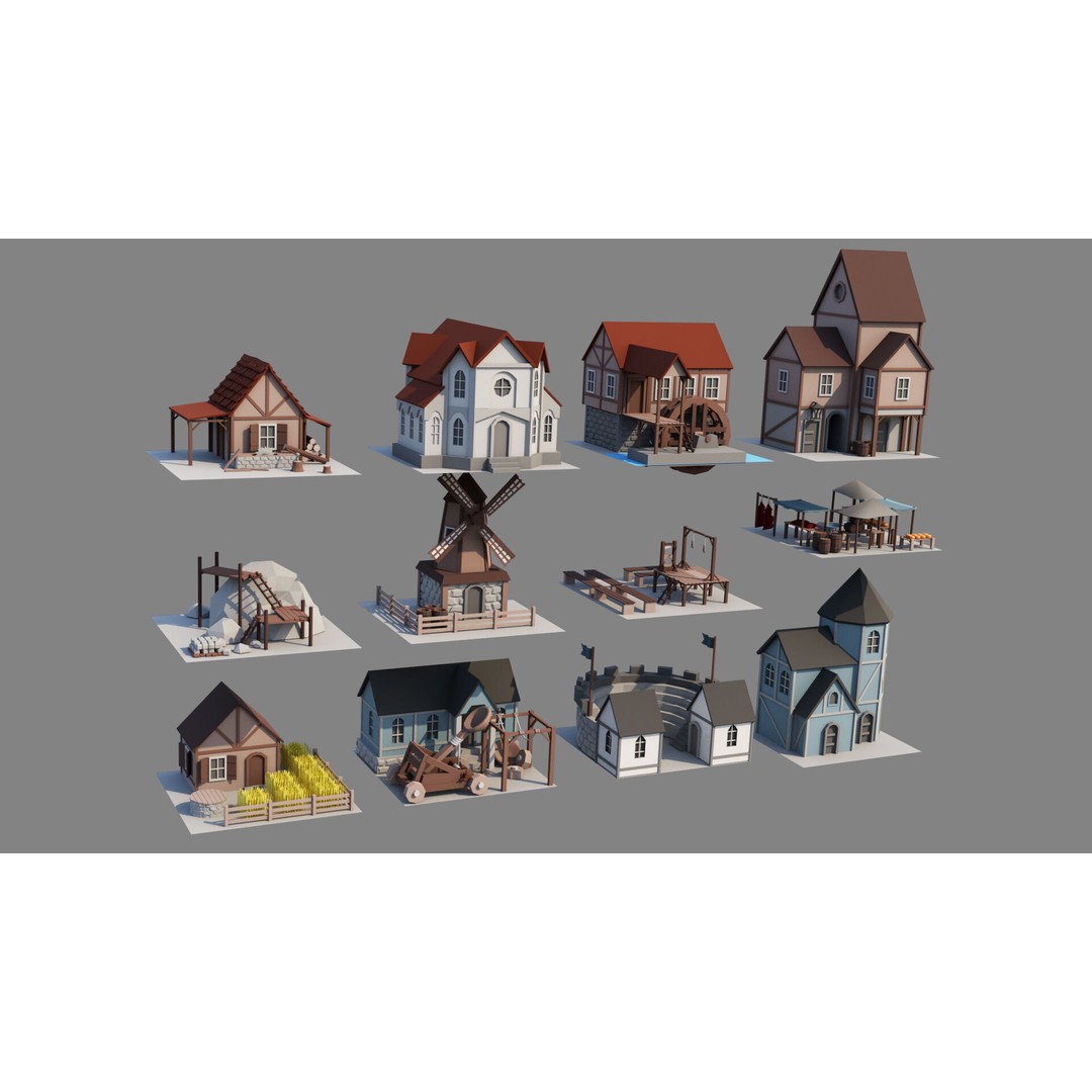 Cartoon Castle 3D Model – Low Poly Game Asset, FBX, OBJ, Blender - View 7