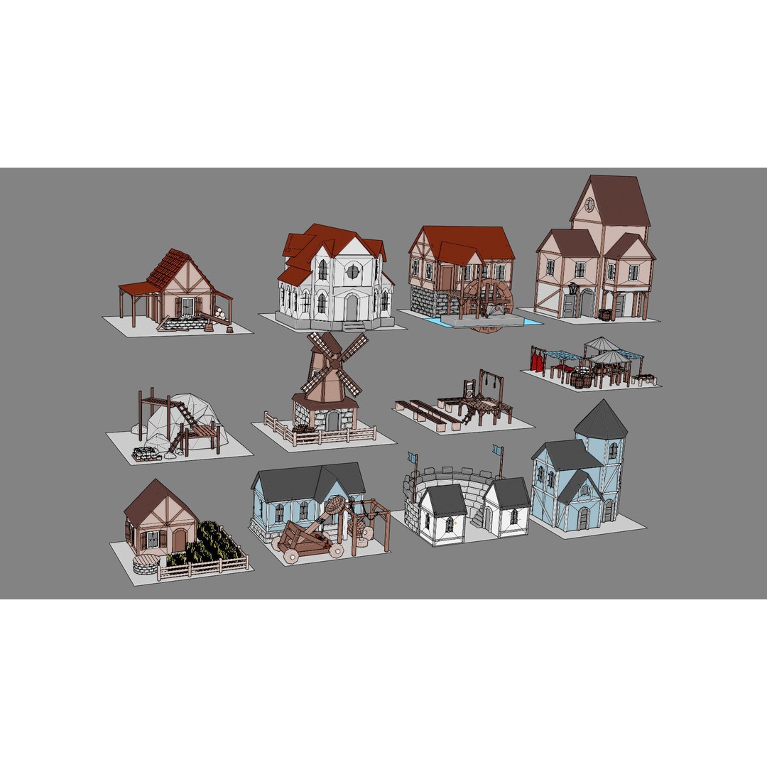 Cartoon Castle 3D Model – Low Poly Game Asset, FBX, OBJ, Blender - View 8