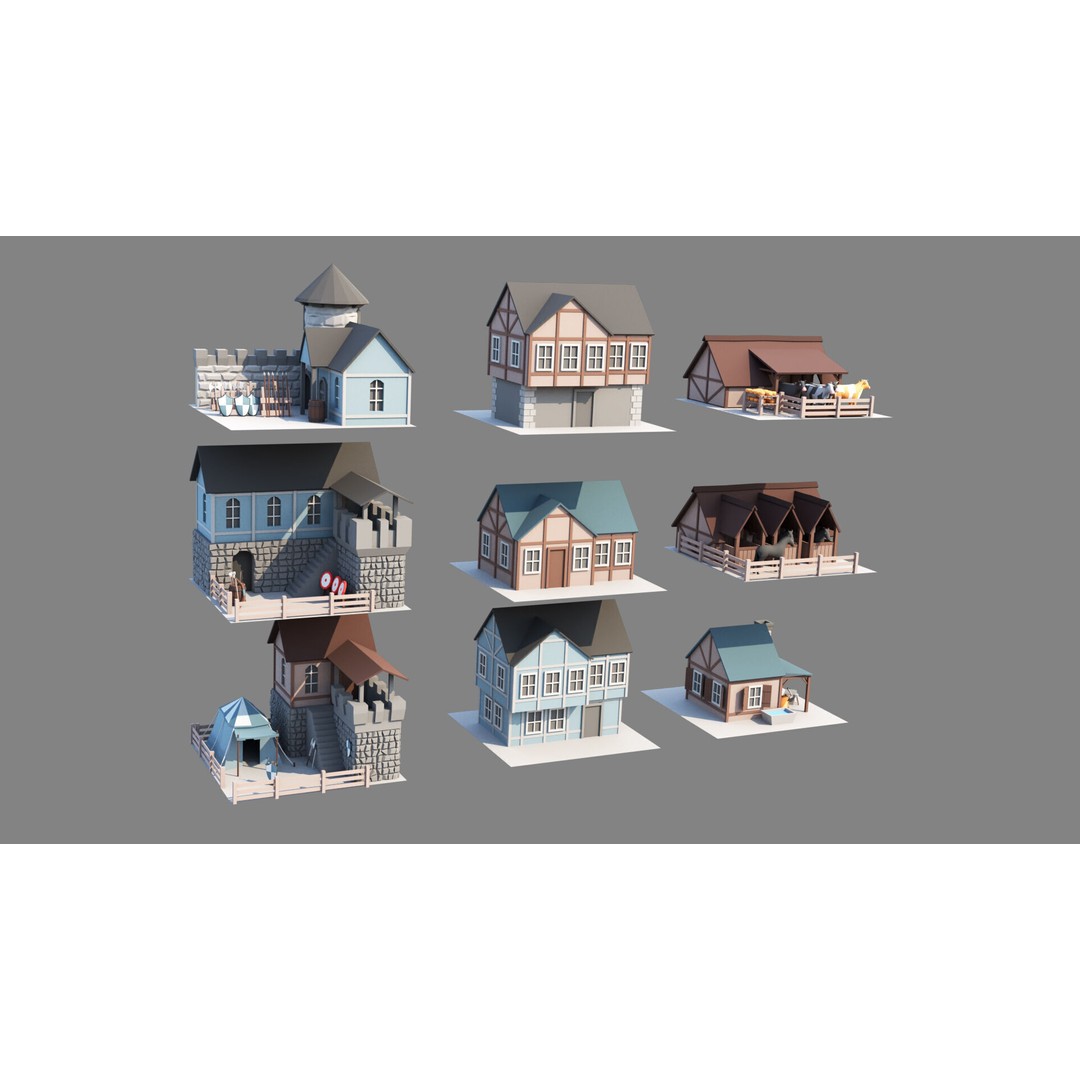 Cartoon Castle 3D Model – Low Poly Game Asset, FBX, OBJ, Blender - View 9