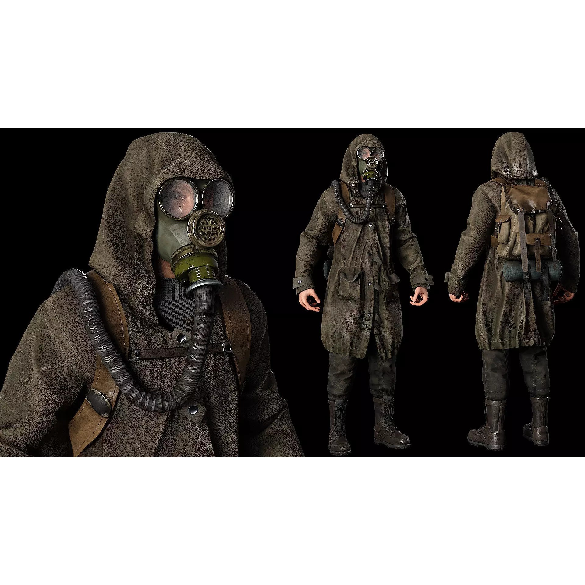 Post Apocalyptic Survivor - Low-Poly Game-Ready 3D Model - View 2