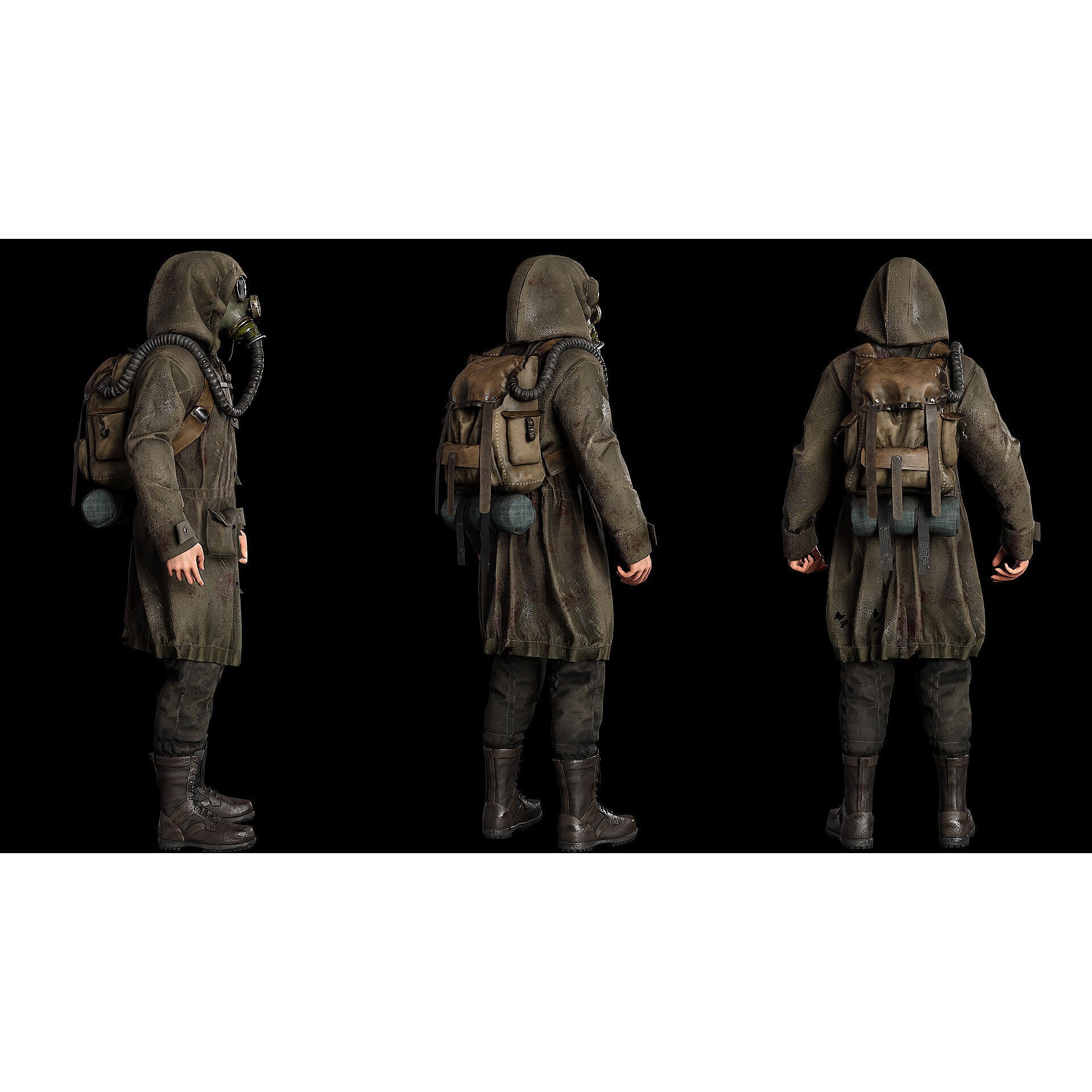 Post Apocalyptic Survivor - Low-Poly Game-Ready 3D Model - View 3