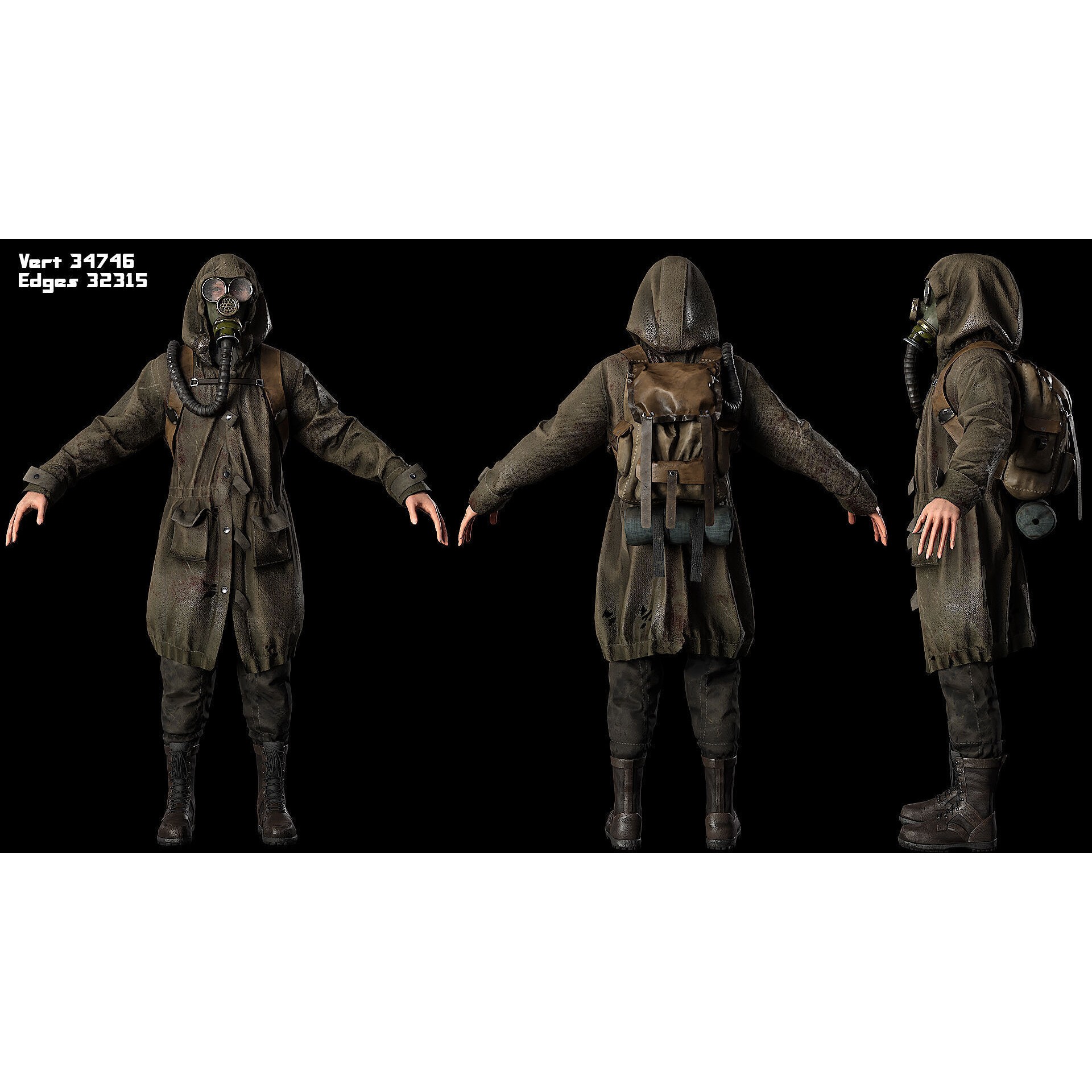 Post Apocalyptic Survivor - Low-Poly Game-Ready 3D Model - View 4