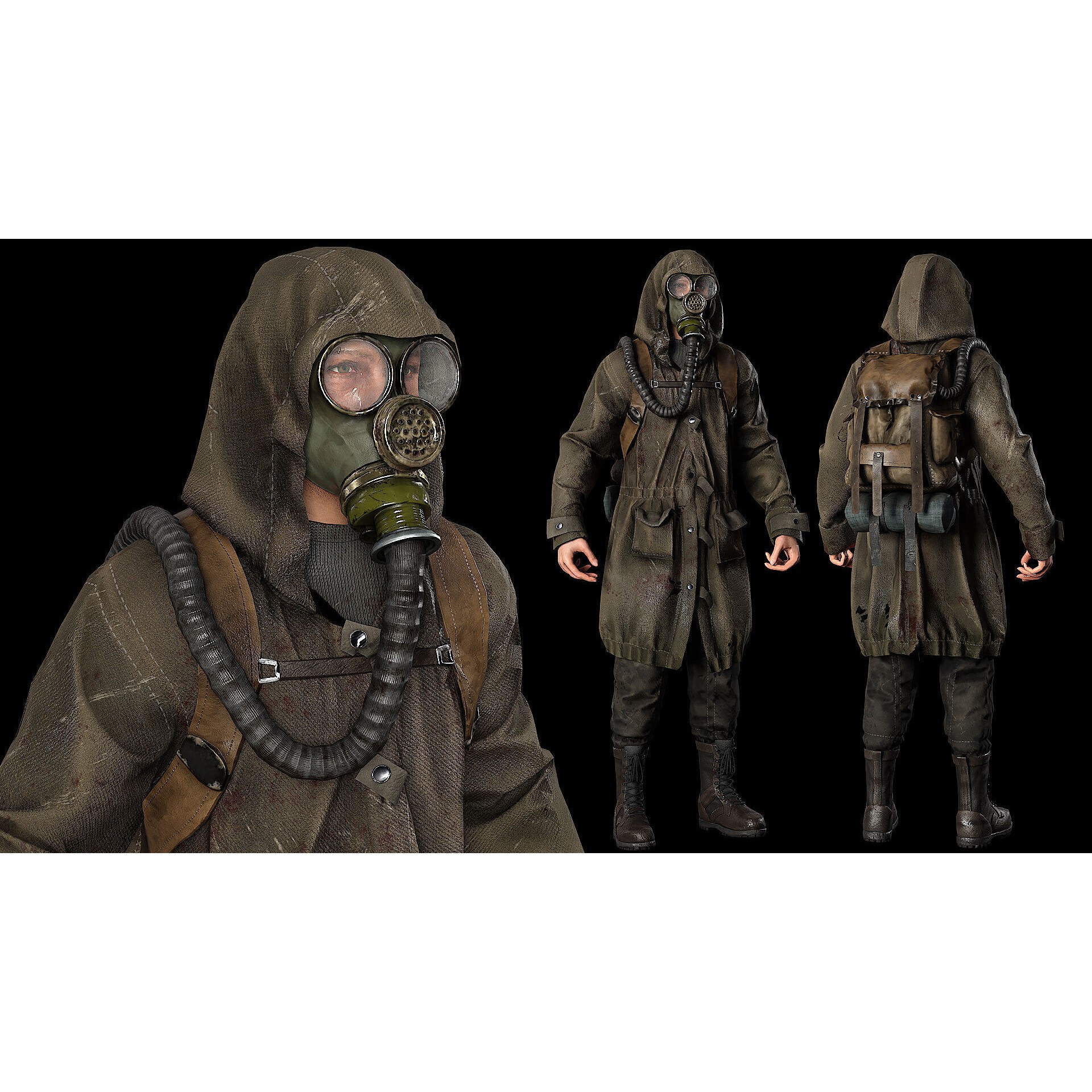 Post Apocalyptic Survivor - Low-Poly Game-Ready 3D Model - View 8