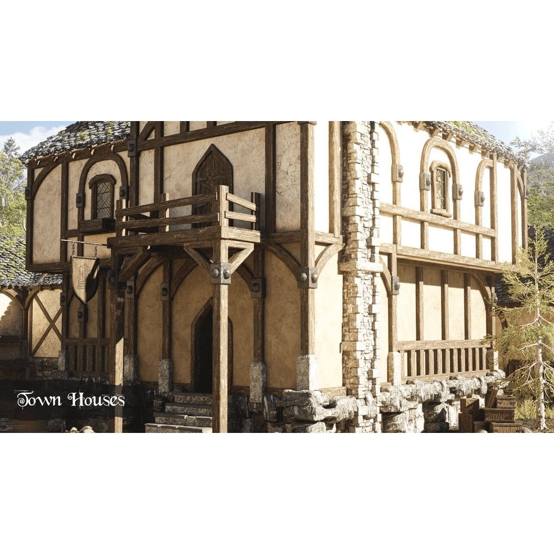 Medieval Kingdom 3D Model – Low Poly Modular Asset with Interiors - View 10