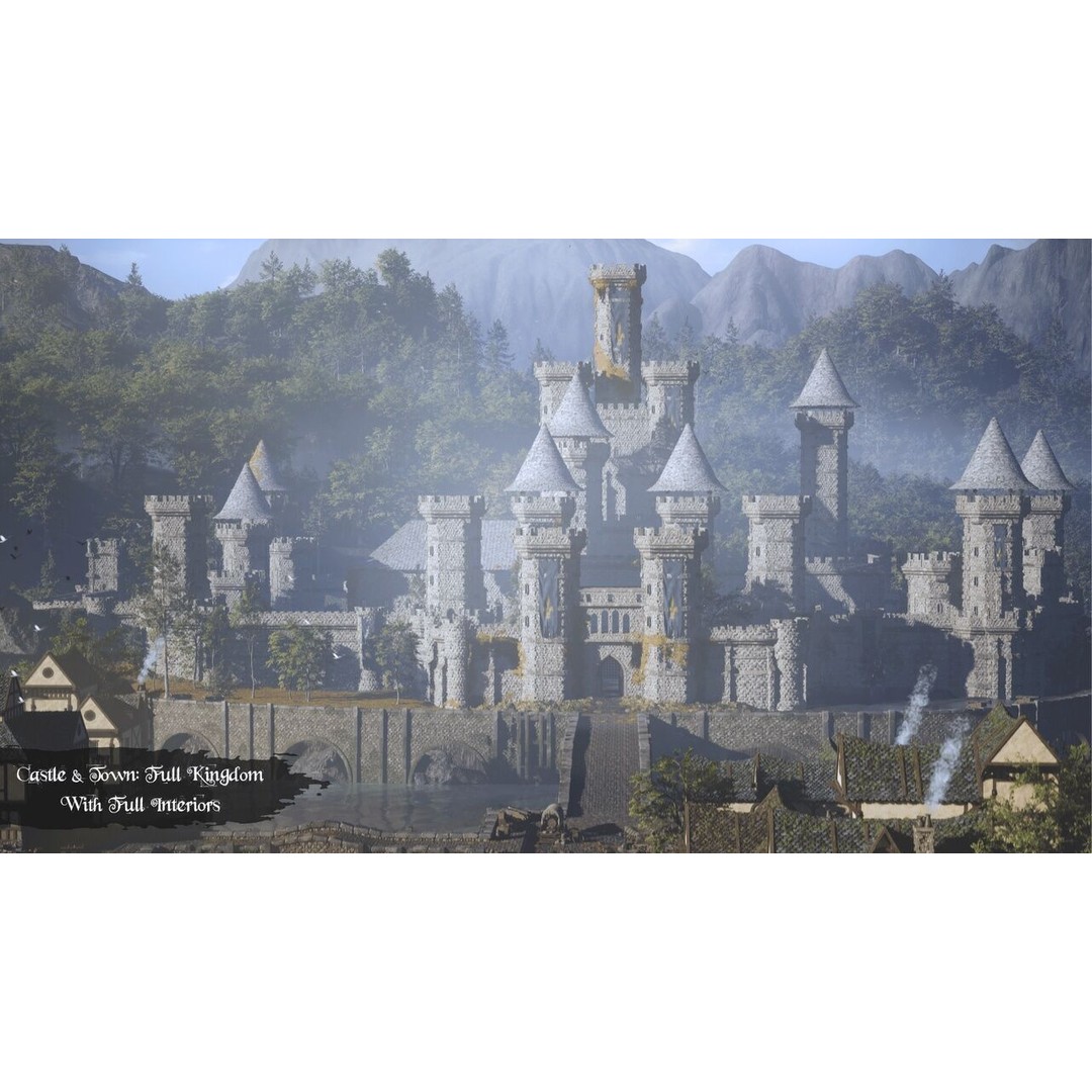 Medieval Kingdom 3D Model – Low Poly Modular Asset with Interiors - View 4