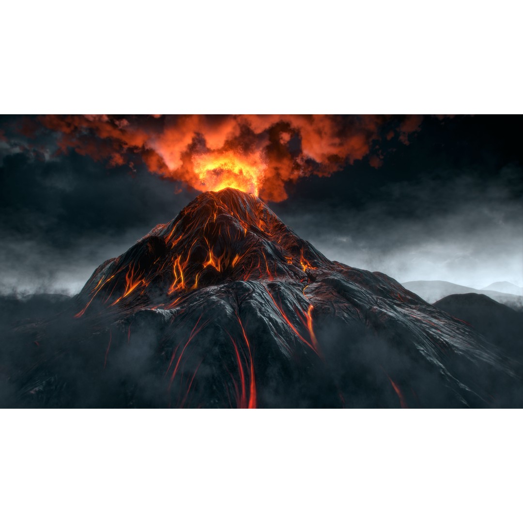 Volcano 3D Model – High Poly Environment Asset, FBX, OBJ - View 3