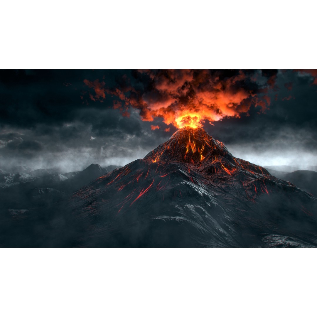 Volcano 3D Model – High Poly Environment Asset, FBX, OBJ - View 4