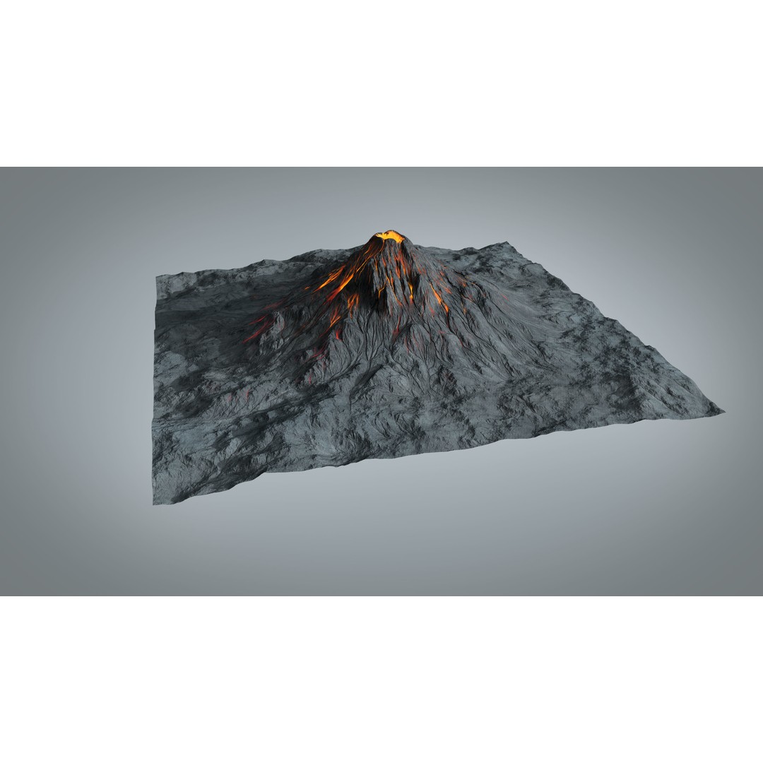 Volcano 3D Model – High Poly Environment Asset, FBX, OBJ - View 5