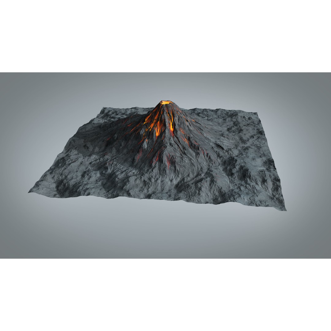 Volcano 3D Model – High Poly Environment Asset, FBX, OBJ - View 6