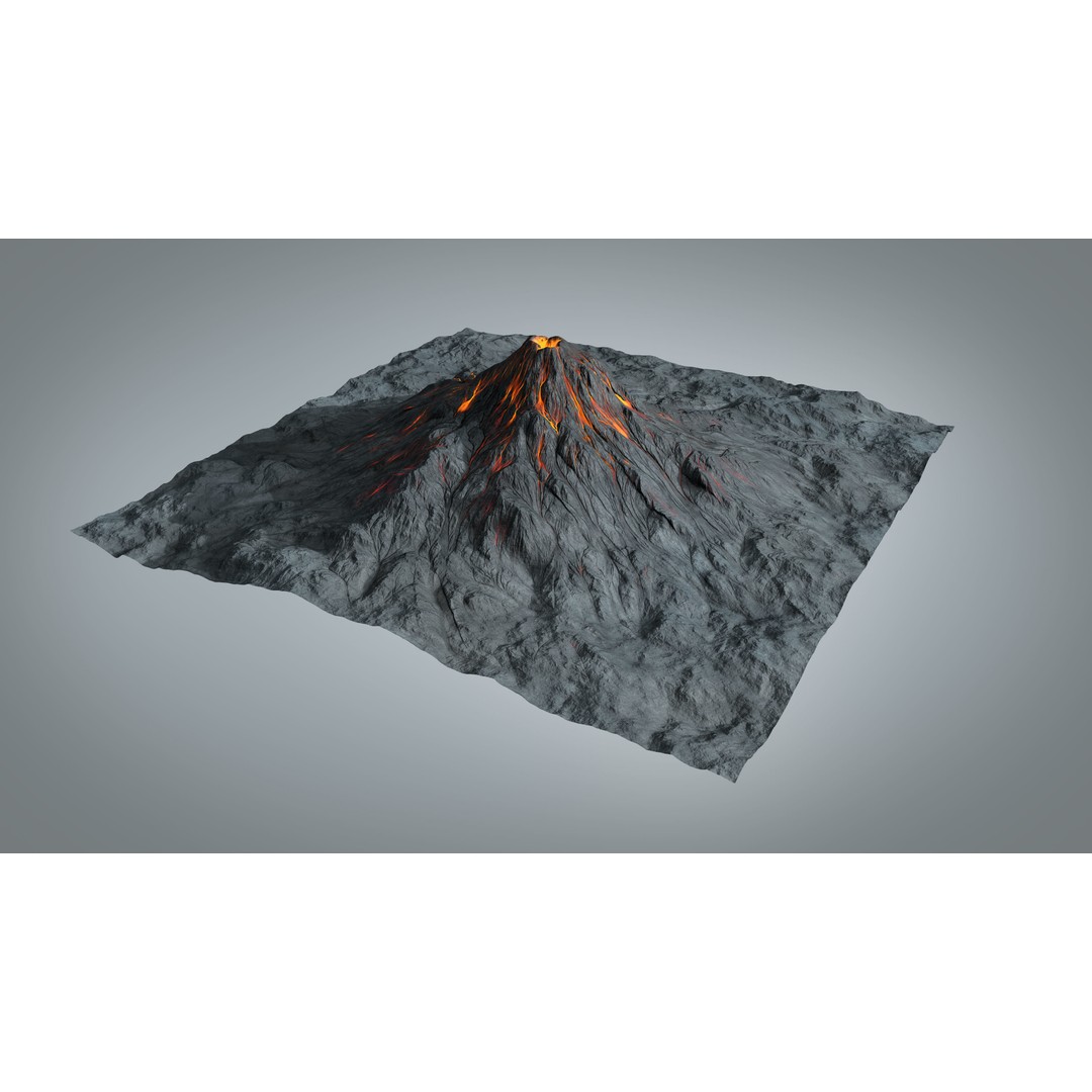 Volcano 3D Model – High Poly Environment Asset, FBX, OBJ - View 7