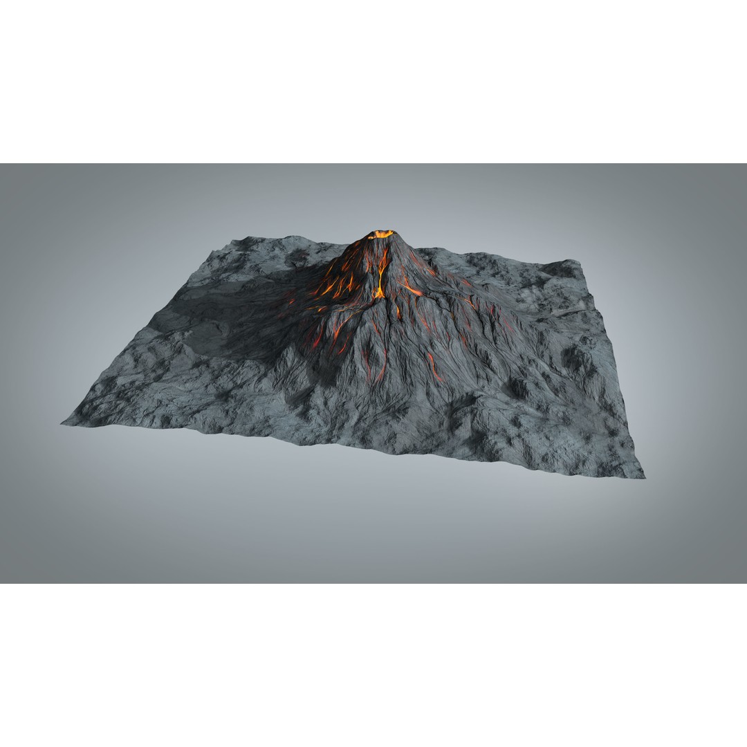 Volcano 3D Model – High Poly Environment Asset, FBX, OBJ - View 8