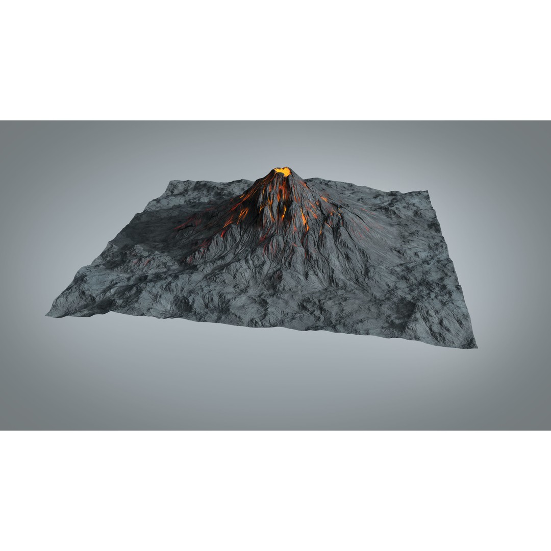 Volcano 3D Model – High Poly Environment Asset, FBX, OBJ - View 9