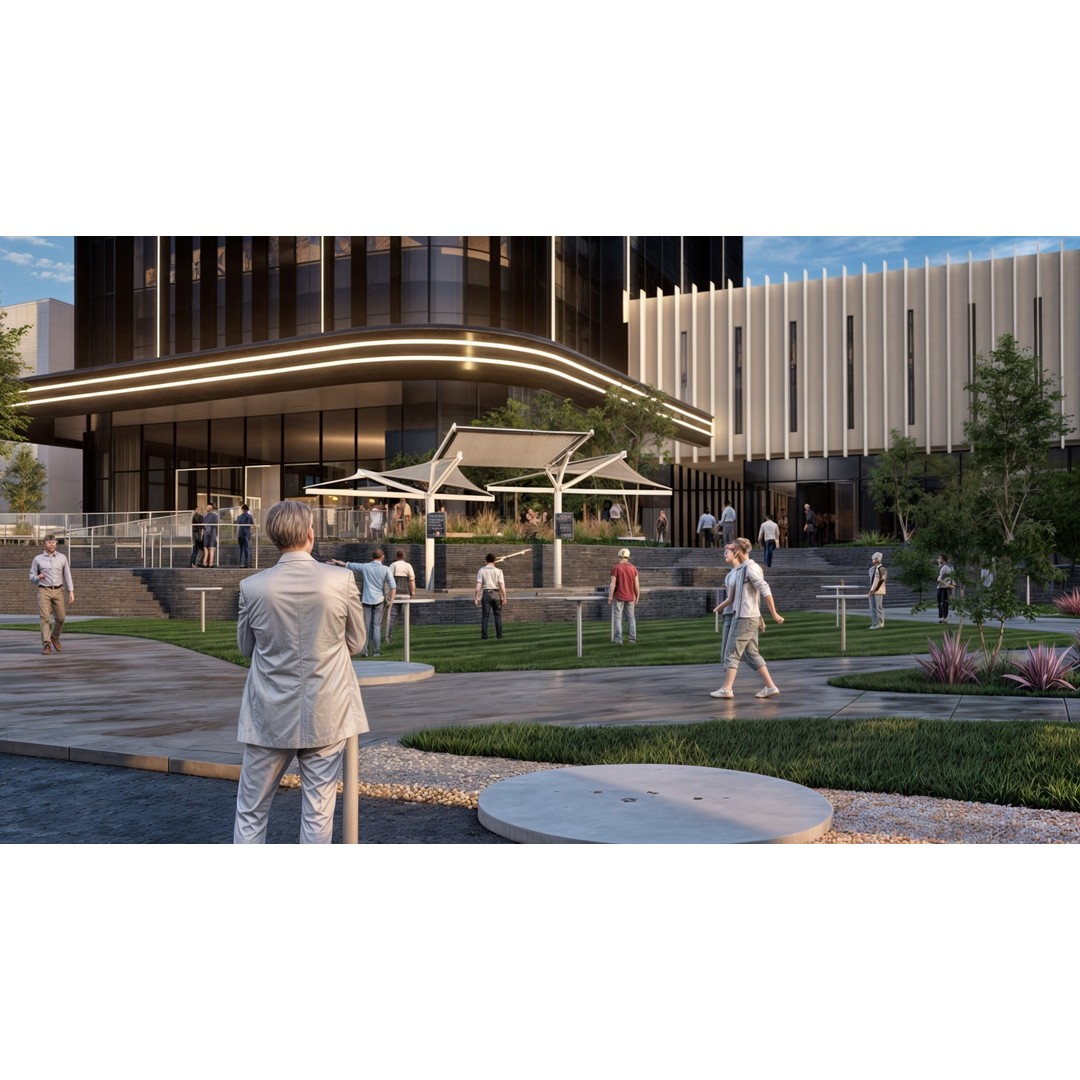 Modern Corporate Office Building 3D Model – Detailed Revit Design, Mixed-Use - View 4