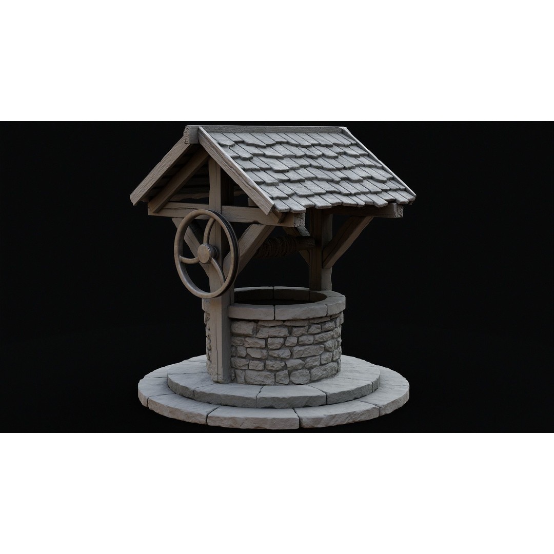 Wishing Well 3D Model – Low Poly Game Ready Asset, FBX/OBJ - View 10