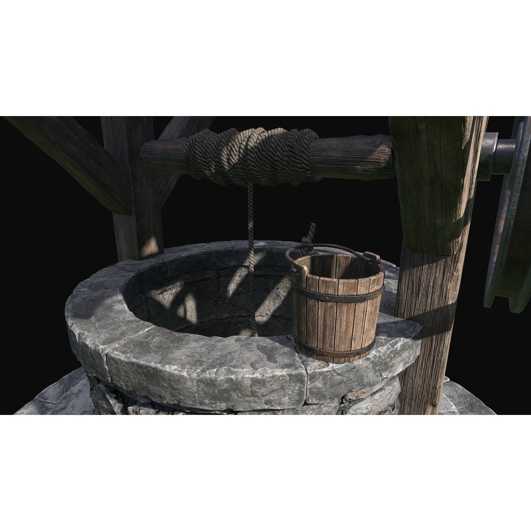 Wishing Well 3D Model – Low Poly Game Ready Asset, FBX/OBJ - View 11