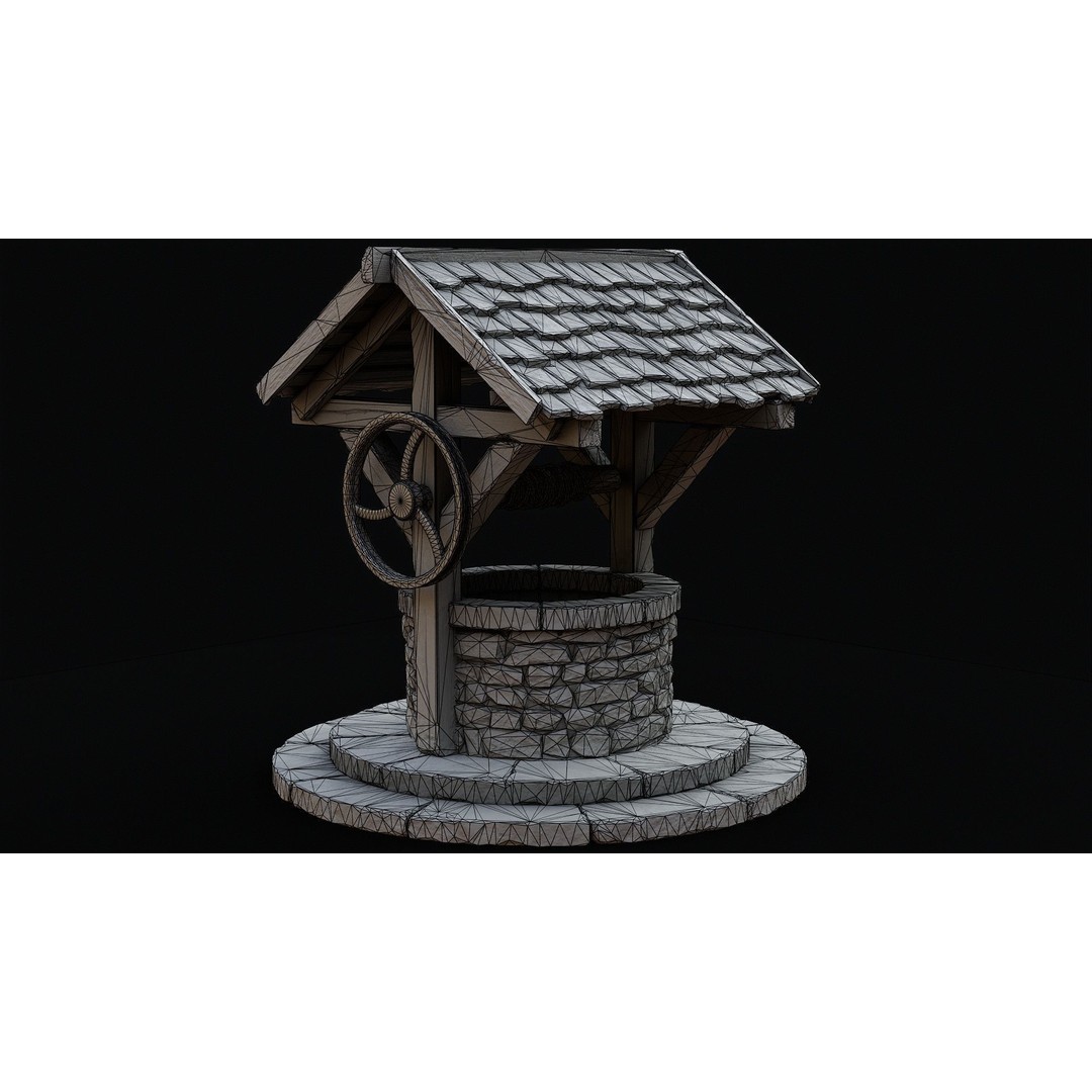 Wishing Well 3D Model – Low Poly Game Ready Asset, FBX/OBJ - View 12
