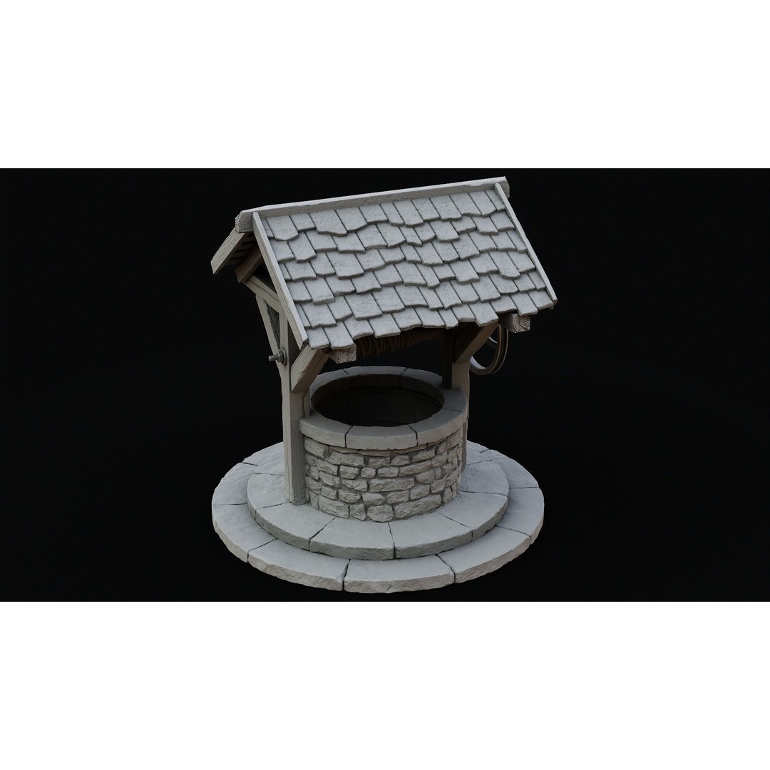 Wishing Well 3D Model – Low Poly Game Ready Asset, FBX/OBJ - View 14