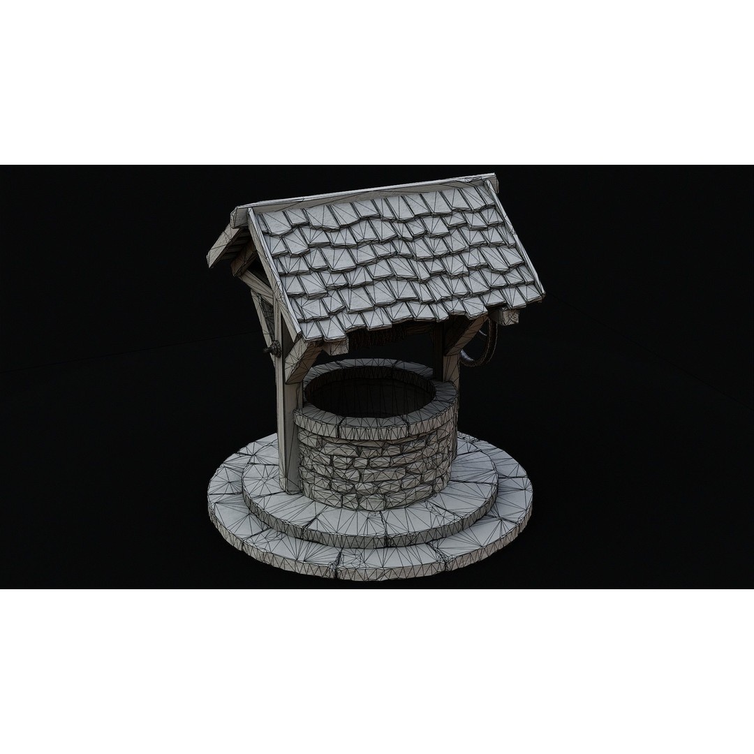 Wishing Well 3D Model – Low Poly Game Ready Asset, FBX/OBJ - View 15
