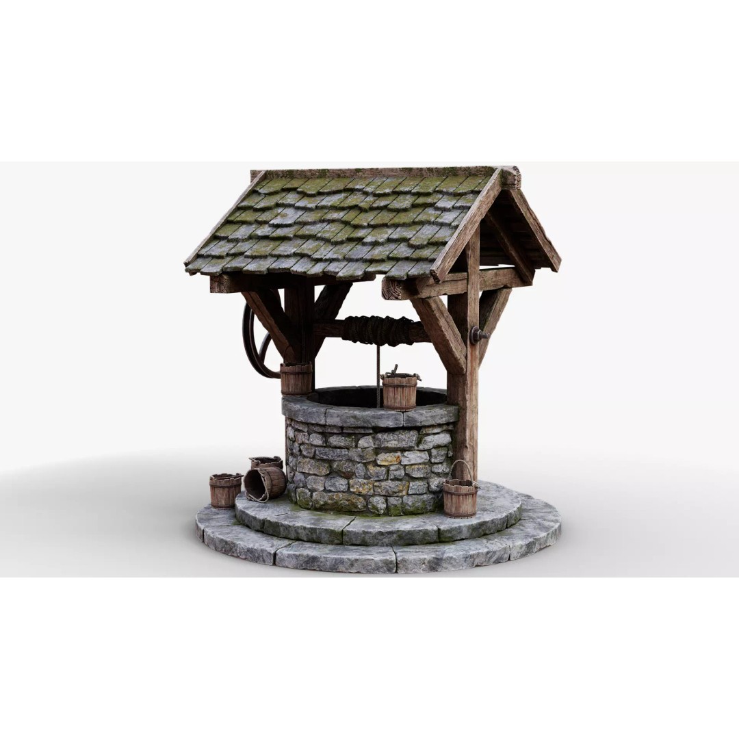 Wishing Well 3D Model – Low Poly Game Ready Asset, FBX/OBJ - View 2