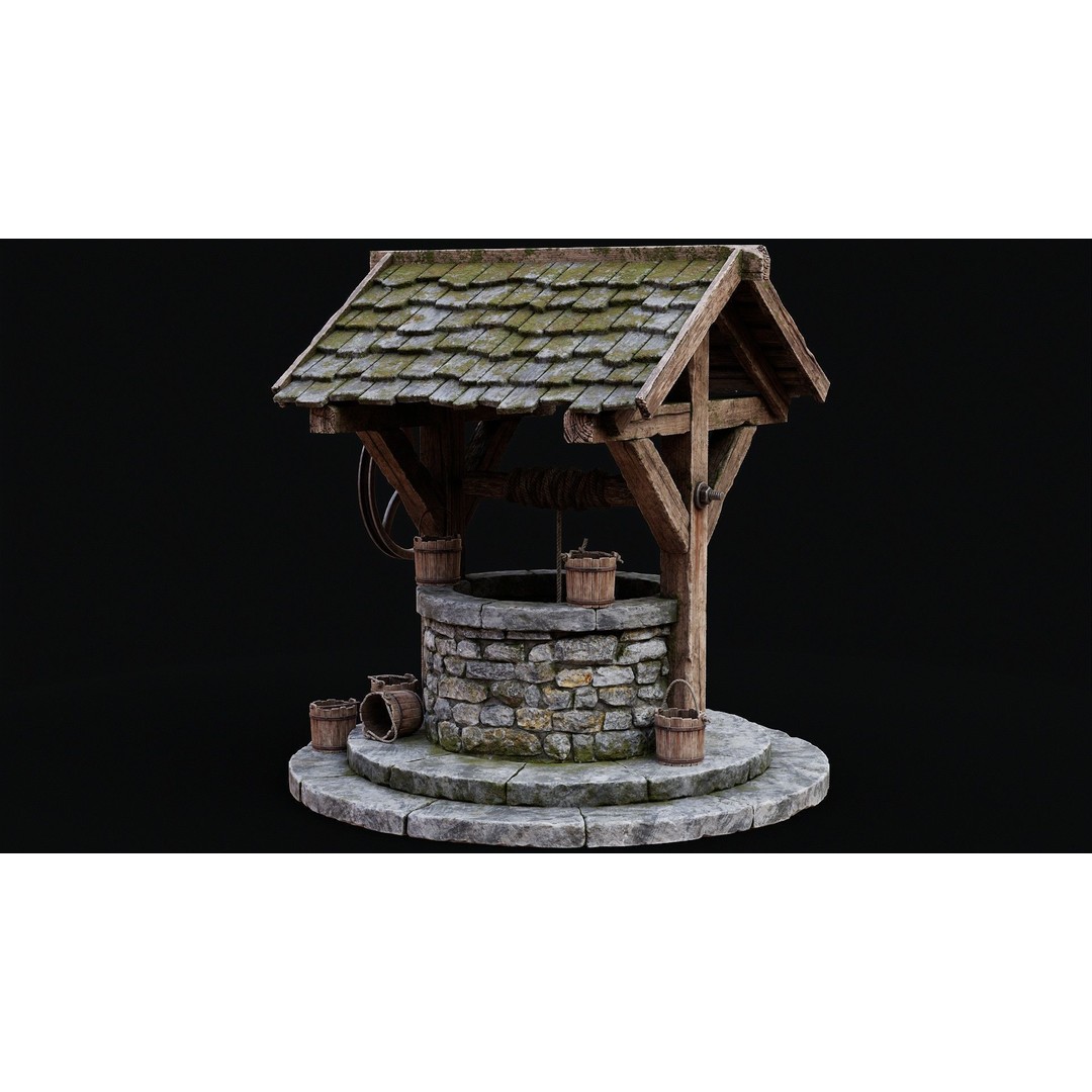 Wishing Well 3D Model – Low Poly Game Ready Asset, FBX/OBJ - View 3