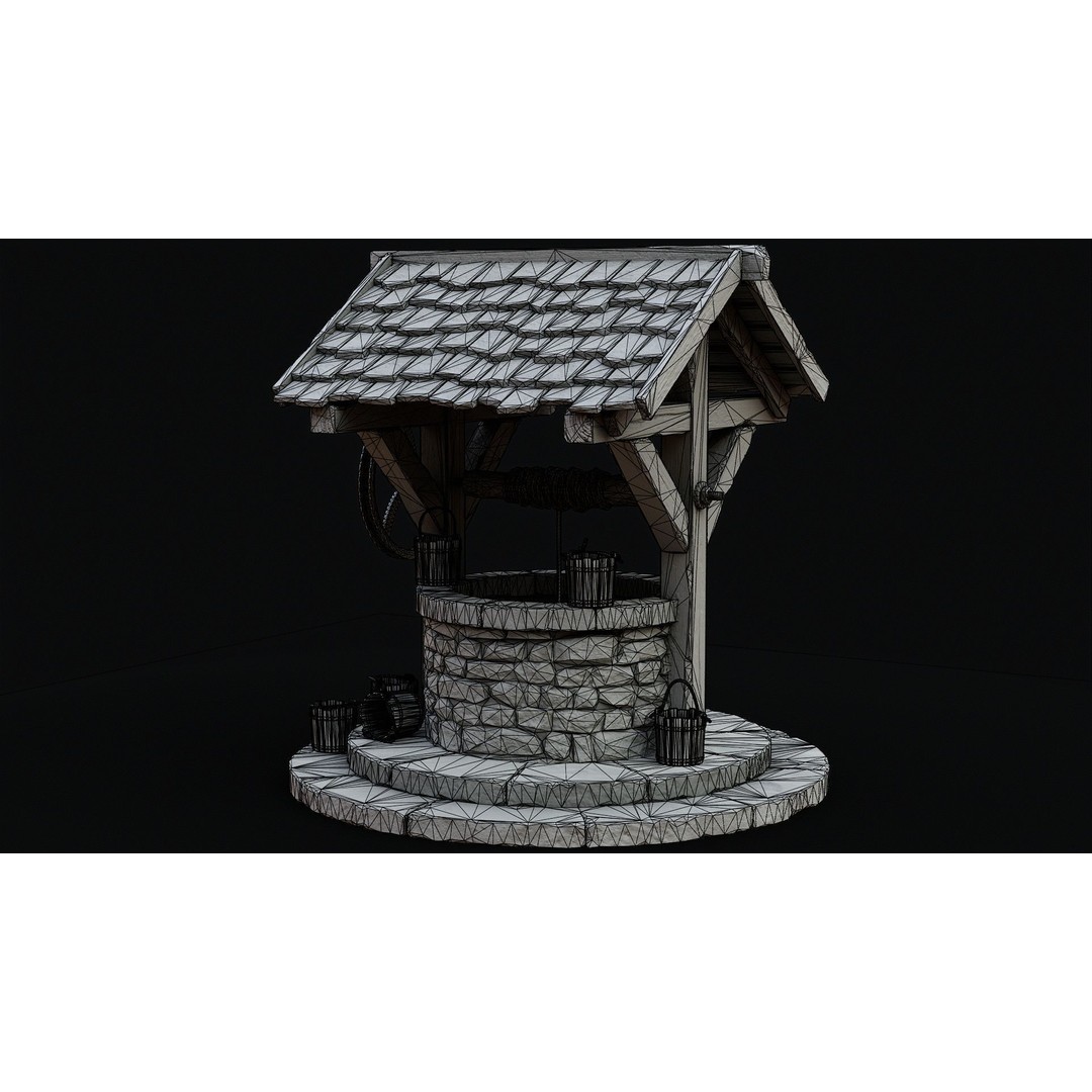 Wishing Well 3D Model – Low Poly Game Ready Asset, FBX/OBJ - View 5