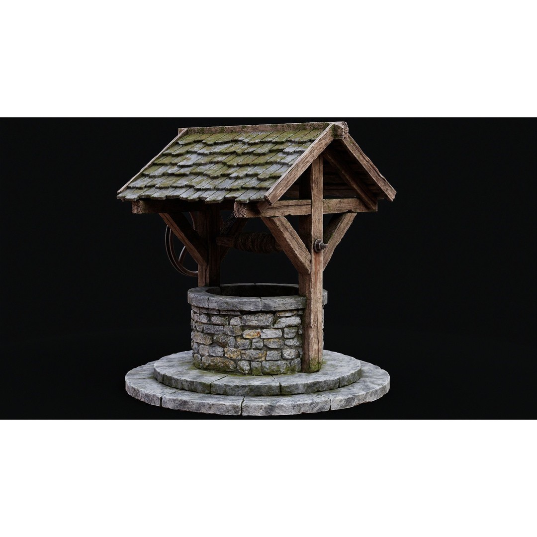 Wishing Well 3D Model – Low Poly Game Ready Asset, FBX/OBJ - View 6