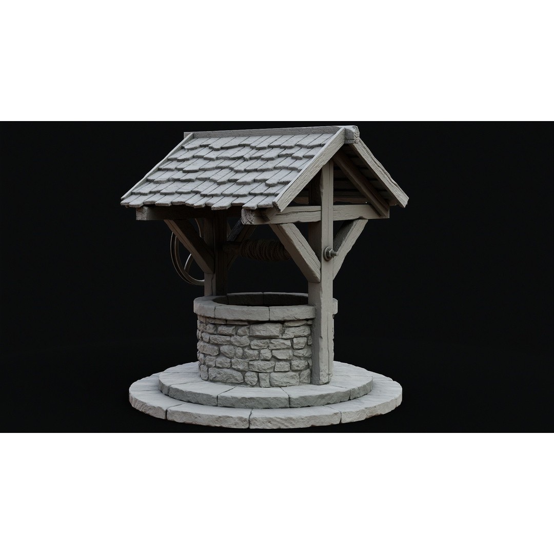 Wishing Well 3D Model – Low Poly Game Ready Asset, FBX/OBJ - View 7