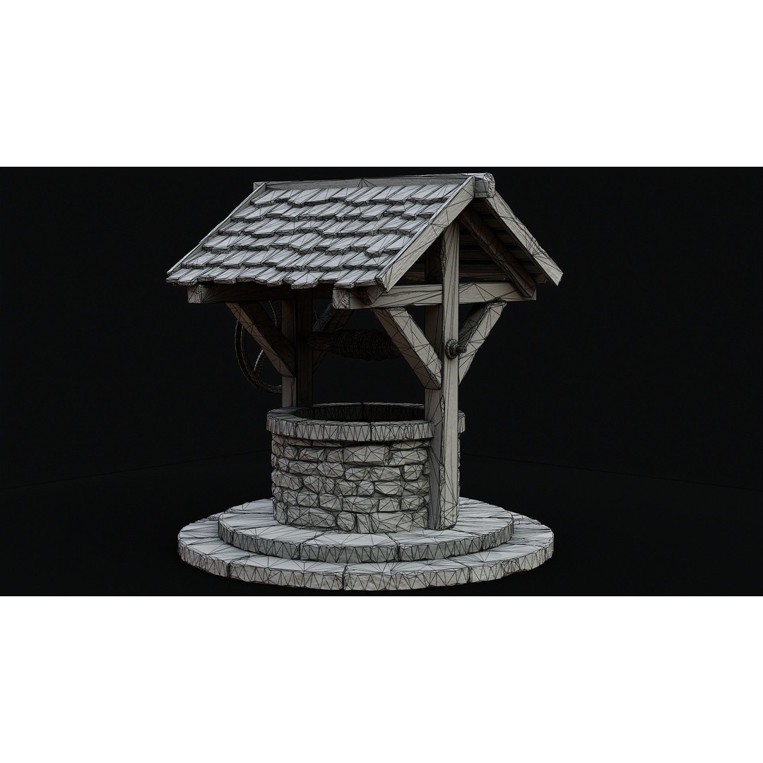 Wishing Well 3D Model – Low Poly Game Ready Asset, FBX/OBJ - View 8
