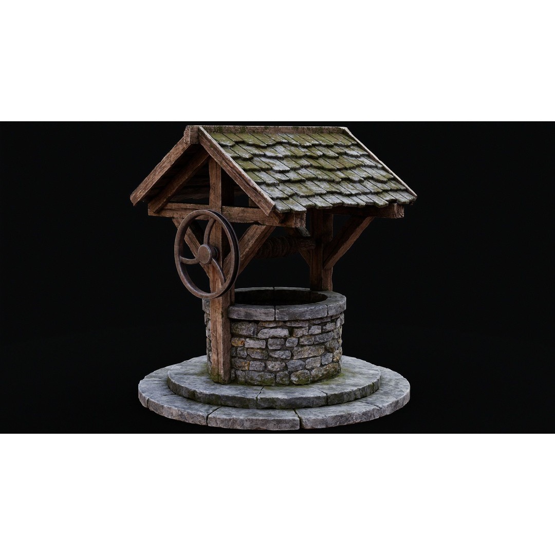 Wishing Well 3D Model – Low Poly Game Ready Asset, FBX/OBJ - View 9