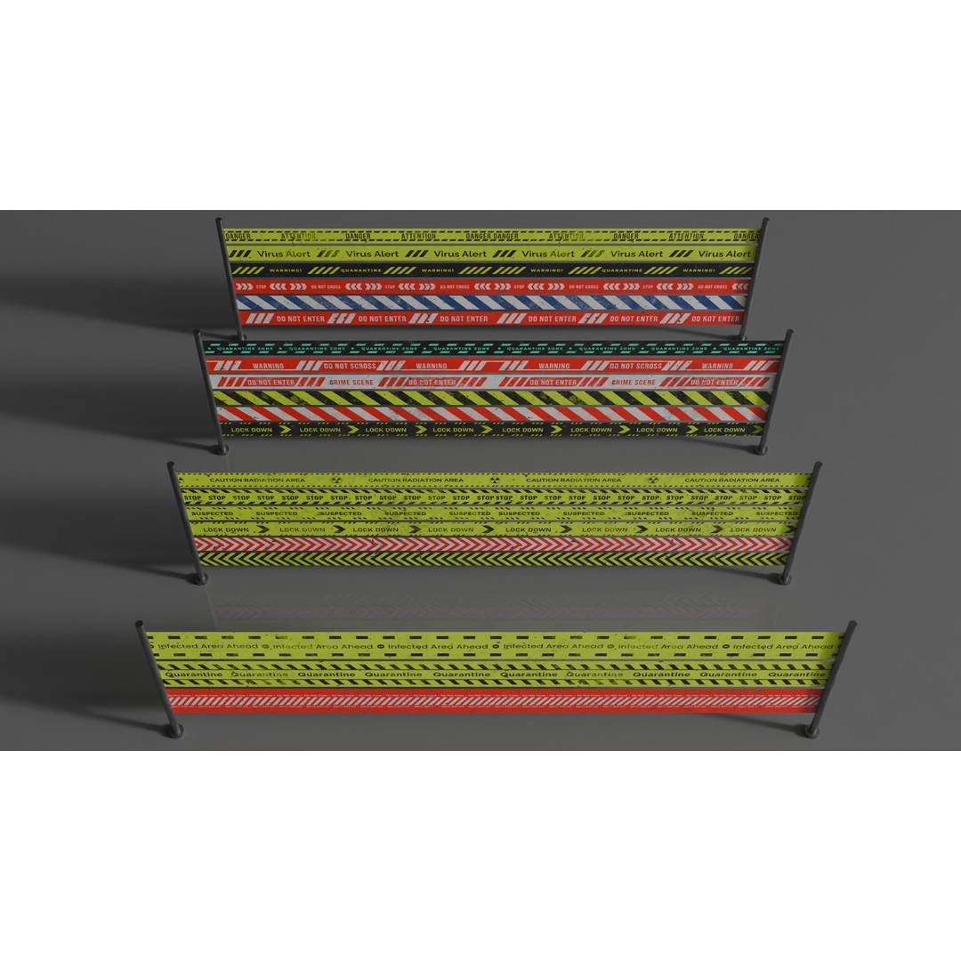 Street Traffic Tape 3D Model – Low Poly Game Asset, PBR Textures