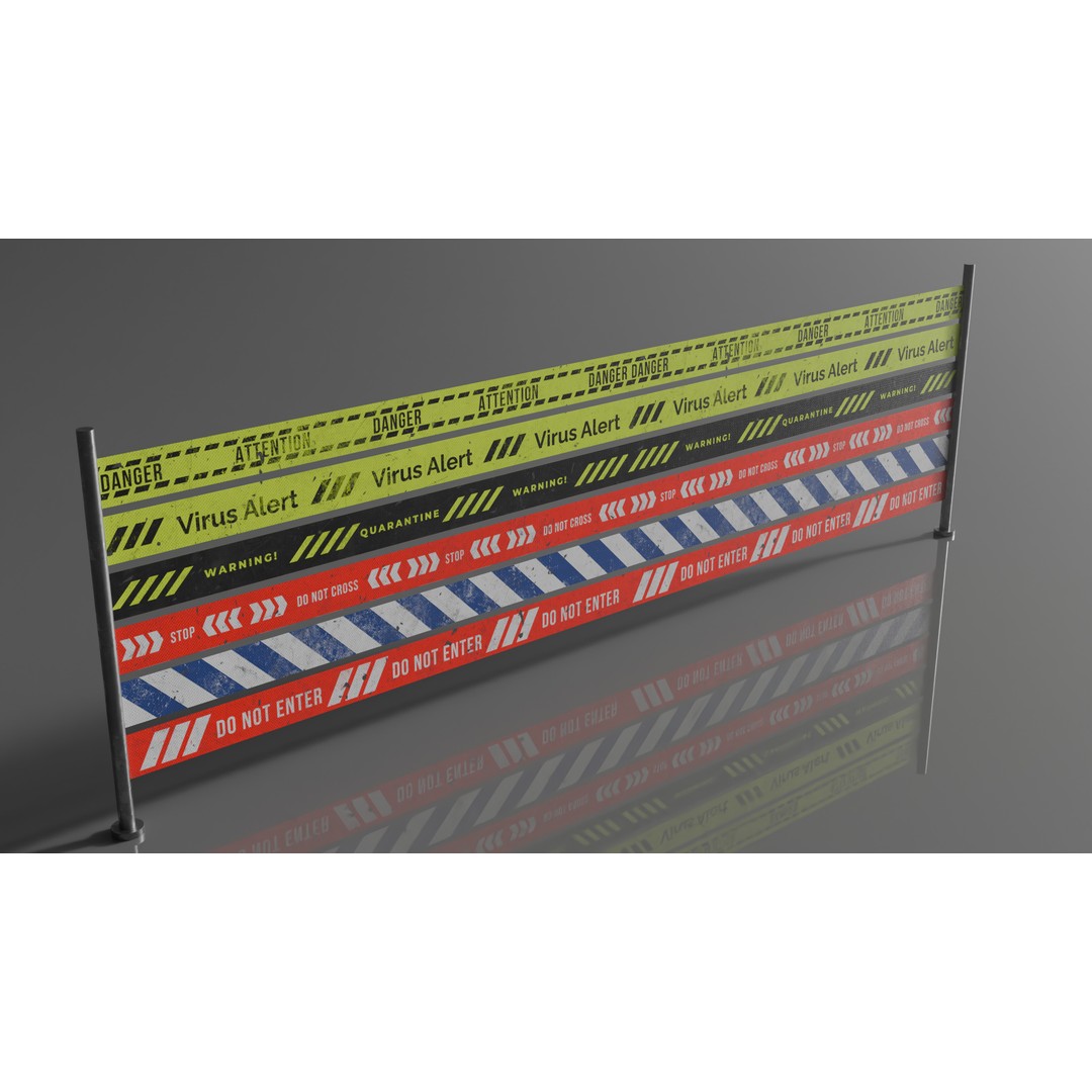 Street Traffic Tape 3D Model – Low Poly Game Asset, PBR Textures - View 10