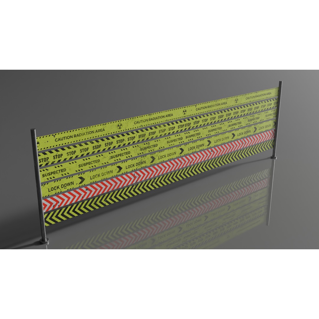 Street Traffic Tape 3D Model – Low Poly Game Asset, PBR Textures - View 11