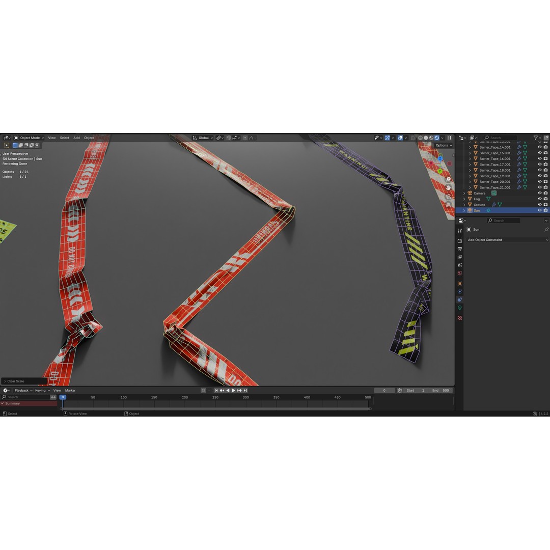 Street Traffic Tape 3D Model – Low Poly Game Asset, PBR Textures - View 14