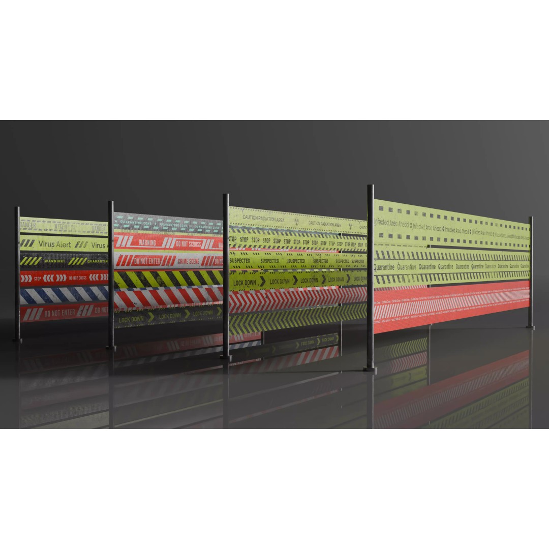 Street Traffic Tape 3D Model – Low Poly Game Asset, PBR Textures - View 2