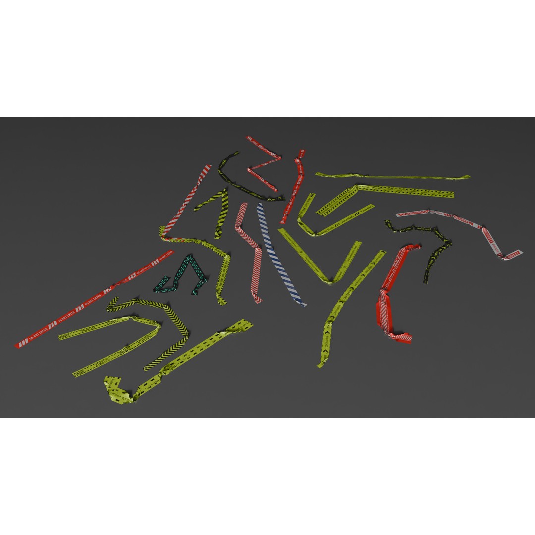 Street Traffic Tape 3D Model – Low Poly Game Asset, PBR Textures - View 3