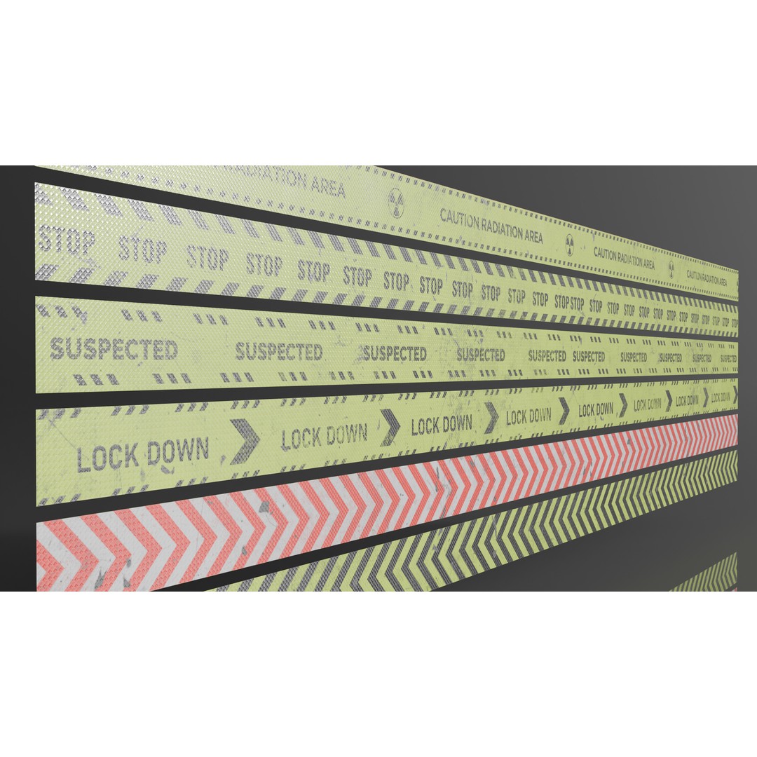 Street Traffic Tape 3D Model – Low Poly Game Asset, PBR Textures - View 4