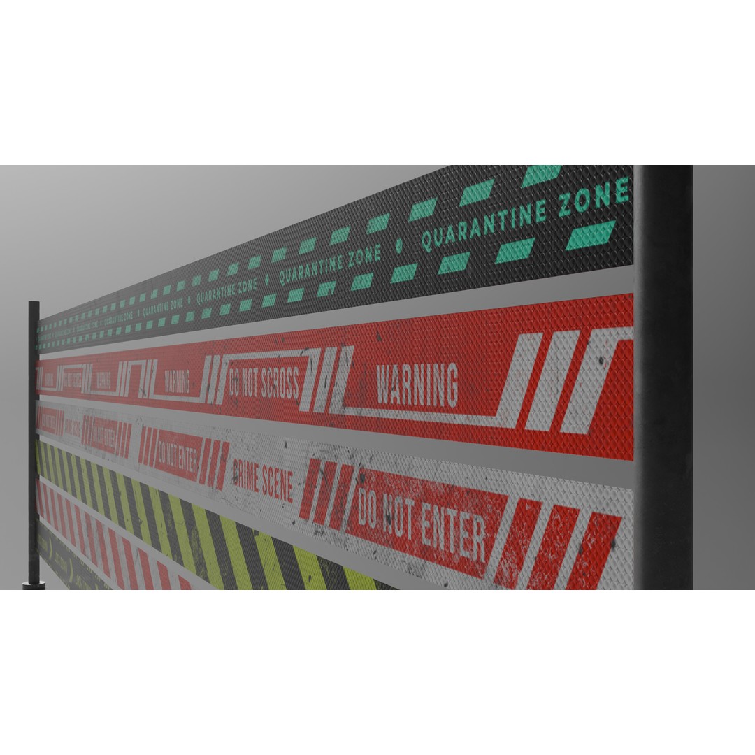 Street Traffic Tape 3D Model – Low Poly Game Asset, PBR Textures - View 5