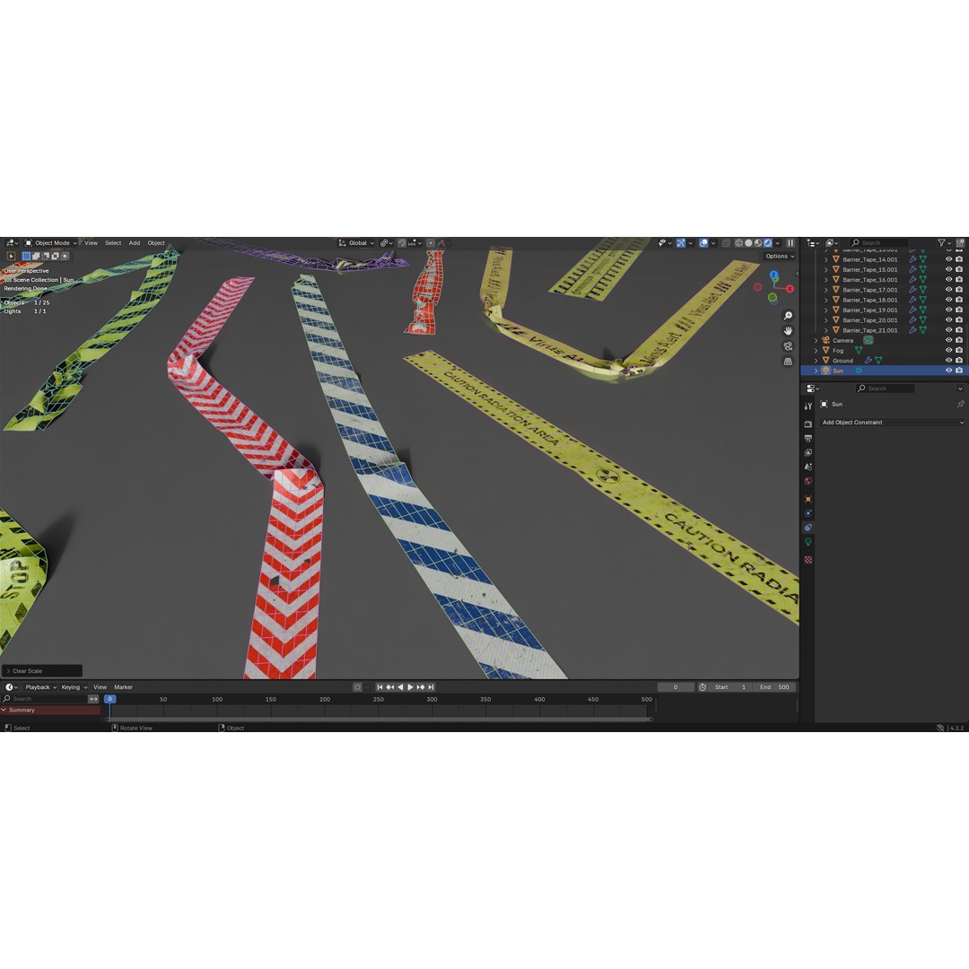 Street Traffic Tape 3D Model – Low Poly Game Asset, PBR Textures - View 6
