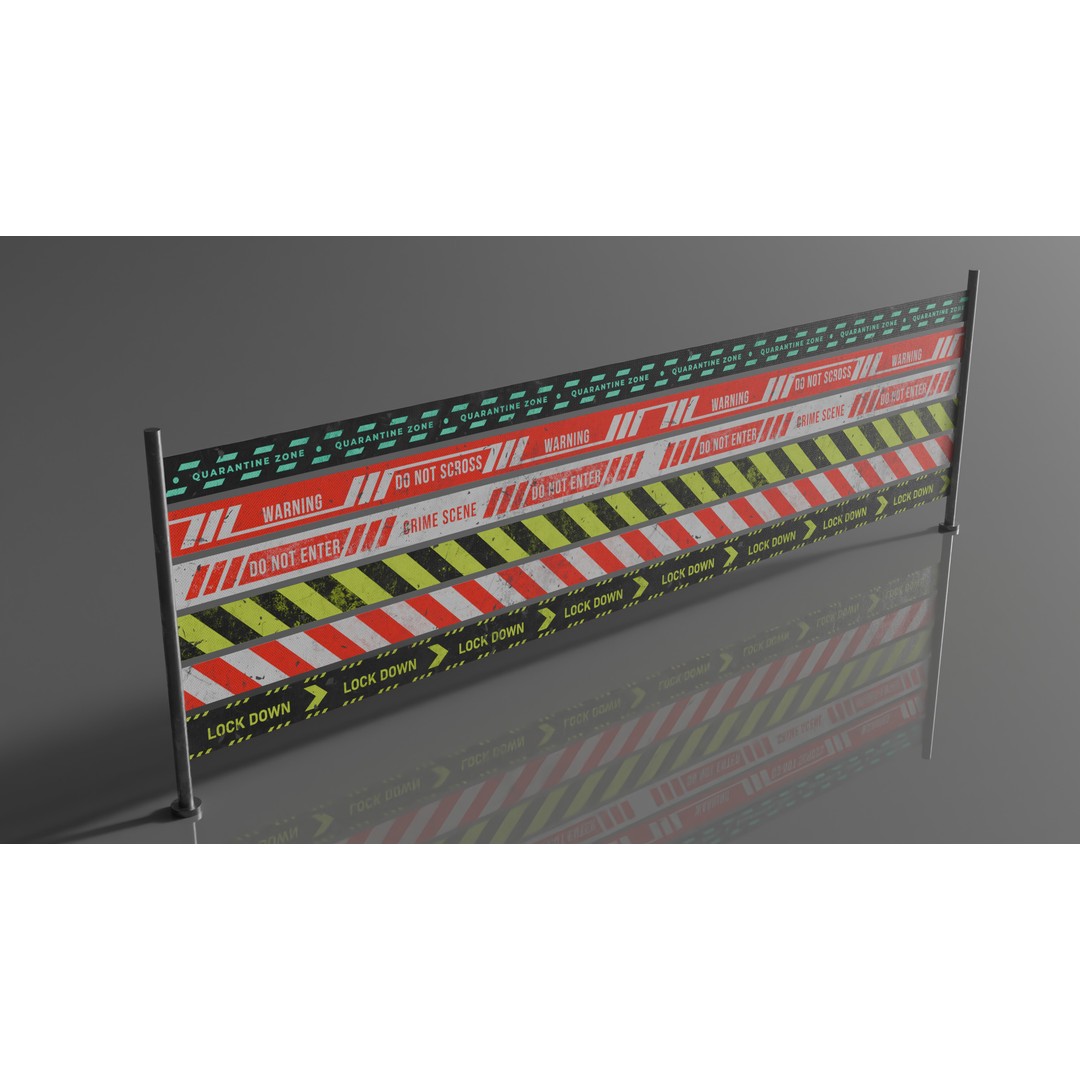 Street Traffic Tape 3D Model – Low Poly Game Asset, PBR Textures - View 9
