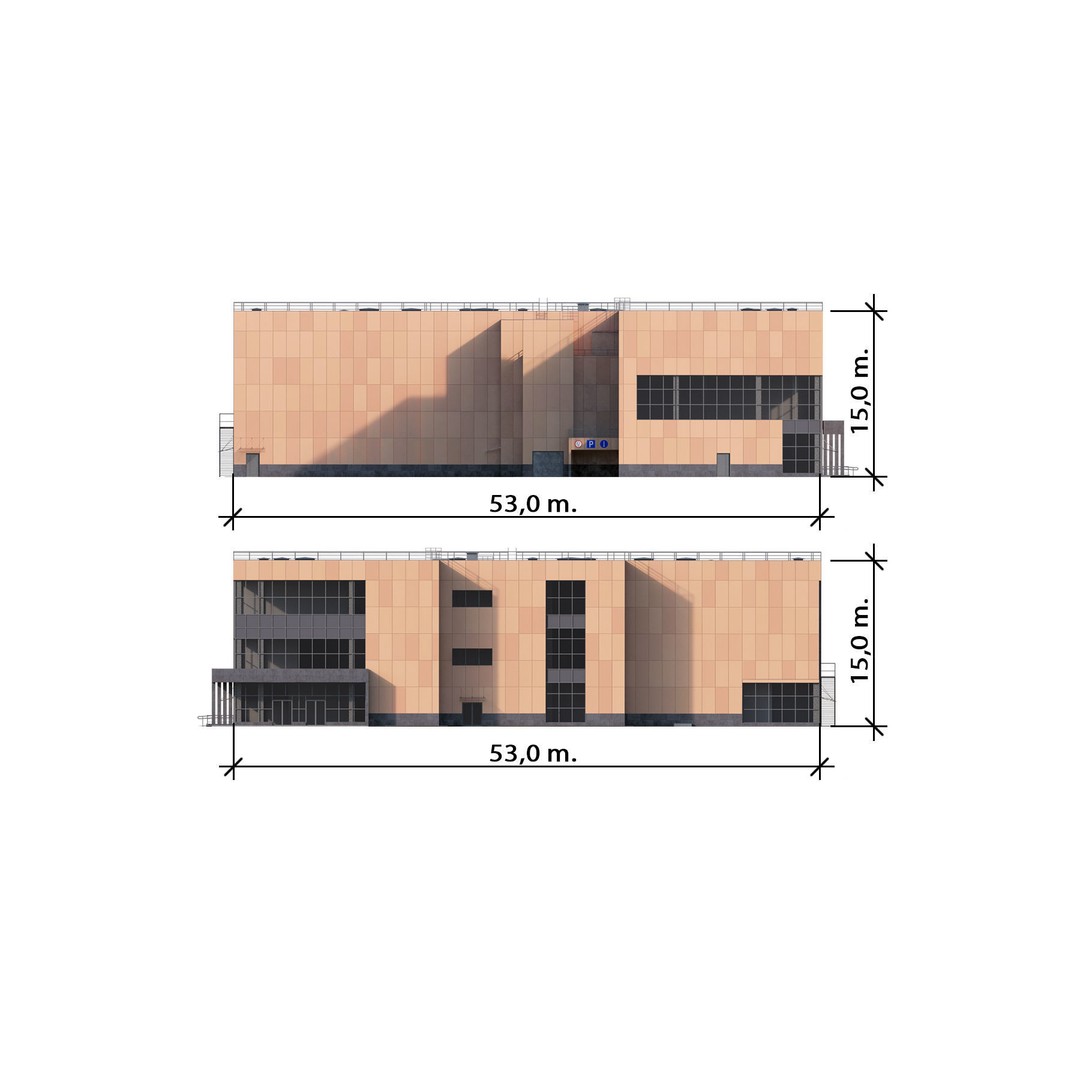 Shopping Mall 3D Model – High-Quality Exterior with Parking, FBX