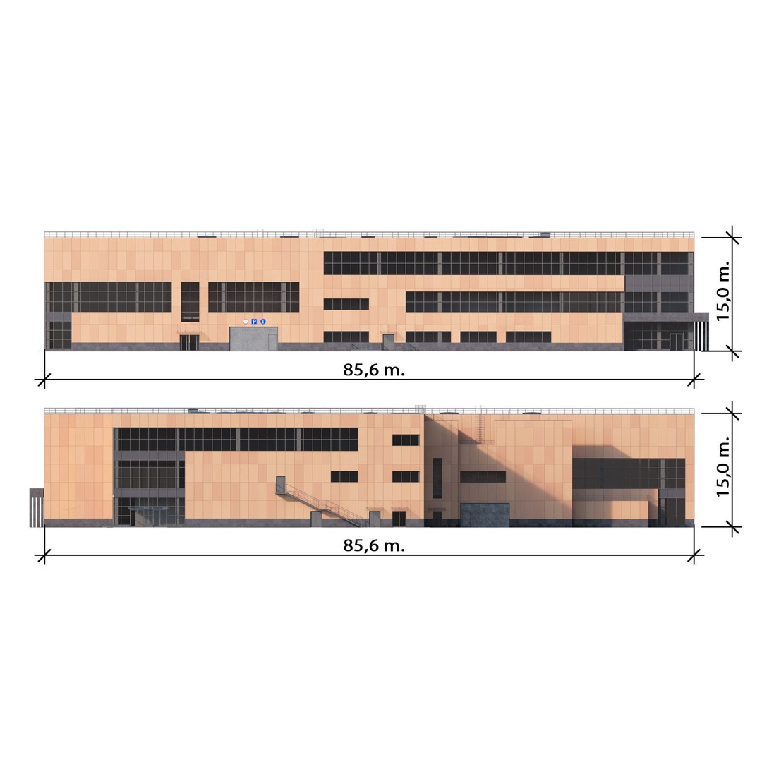 Shopping Mall 3D Model – High-Quality Exterior with Parking, FBX - View 11