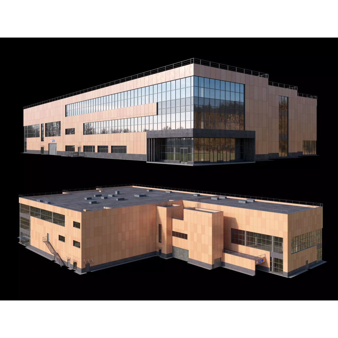 Shopping Mall 3D Model – High-Quality Exterior with Parking, FBX - View 2