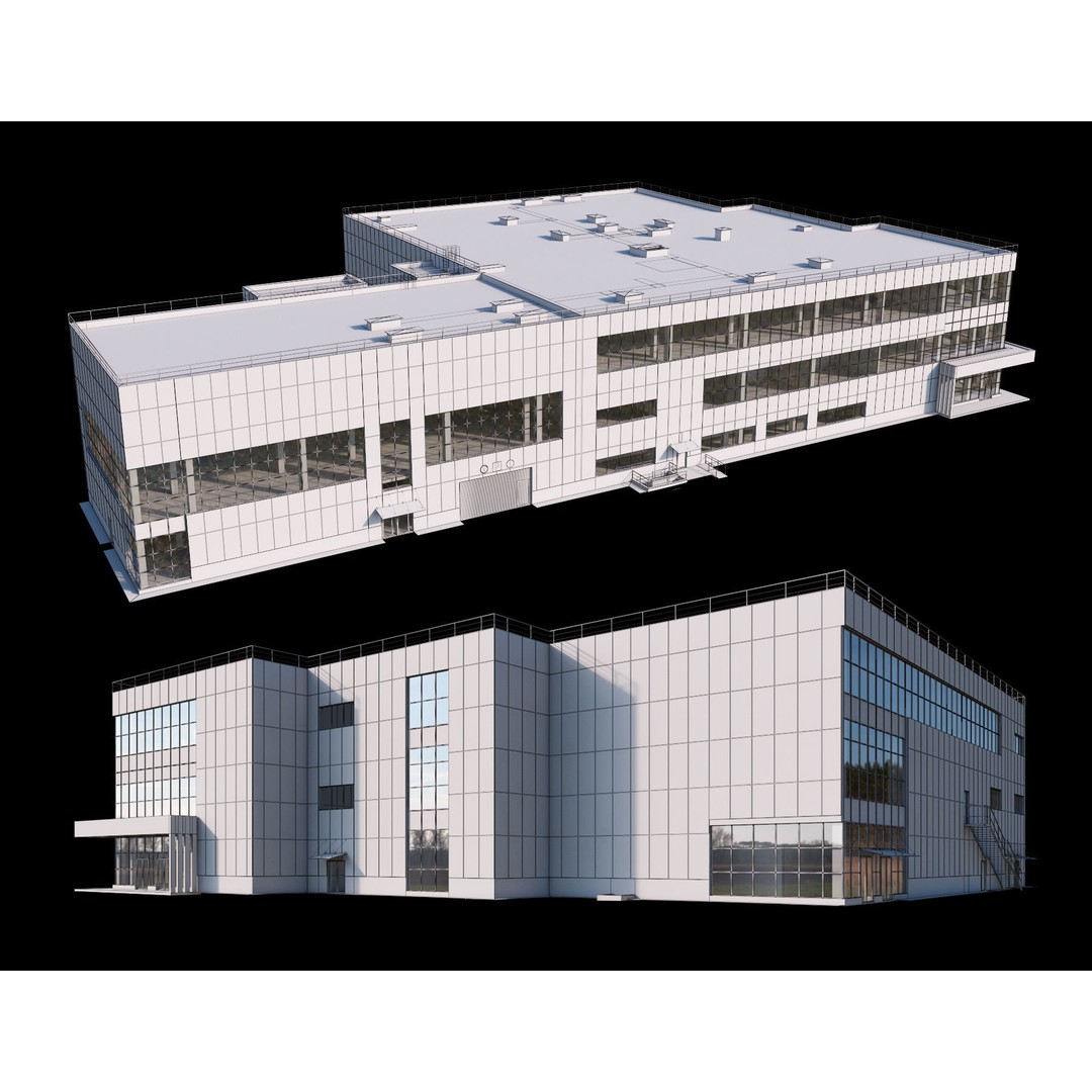Shopping Mall 3D Model – High-Quality Exterior with Parking, FBX - View 5