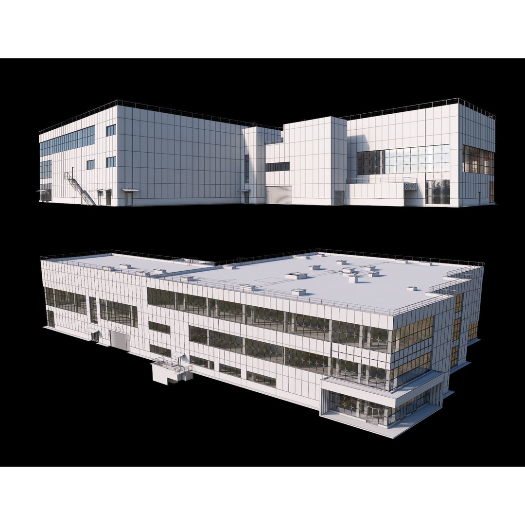 Shopping Mall 3D Model – High-Quality Exterior with Parking, FBX - View 7