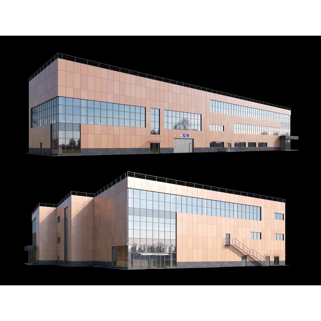 Shopping Mall 3D Model – High-Quality Exterior with Parking, FBX - View 8