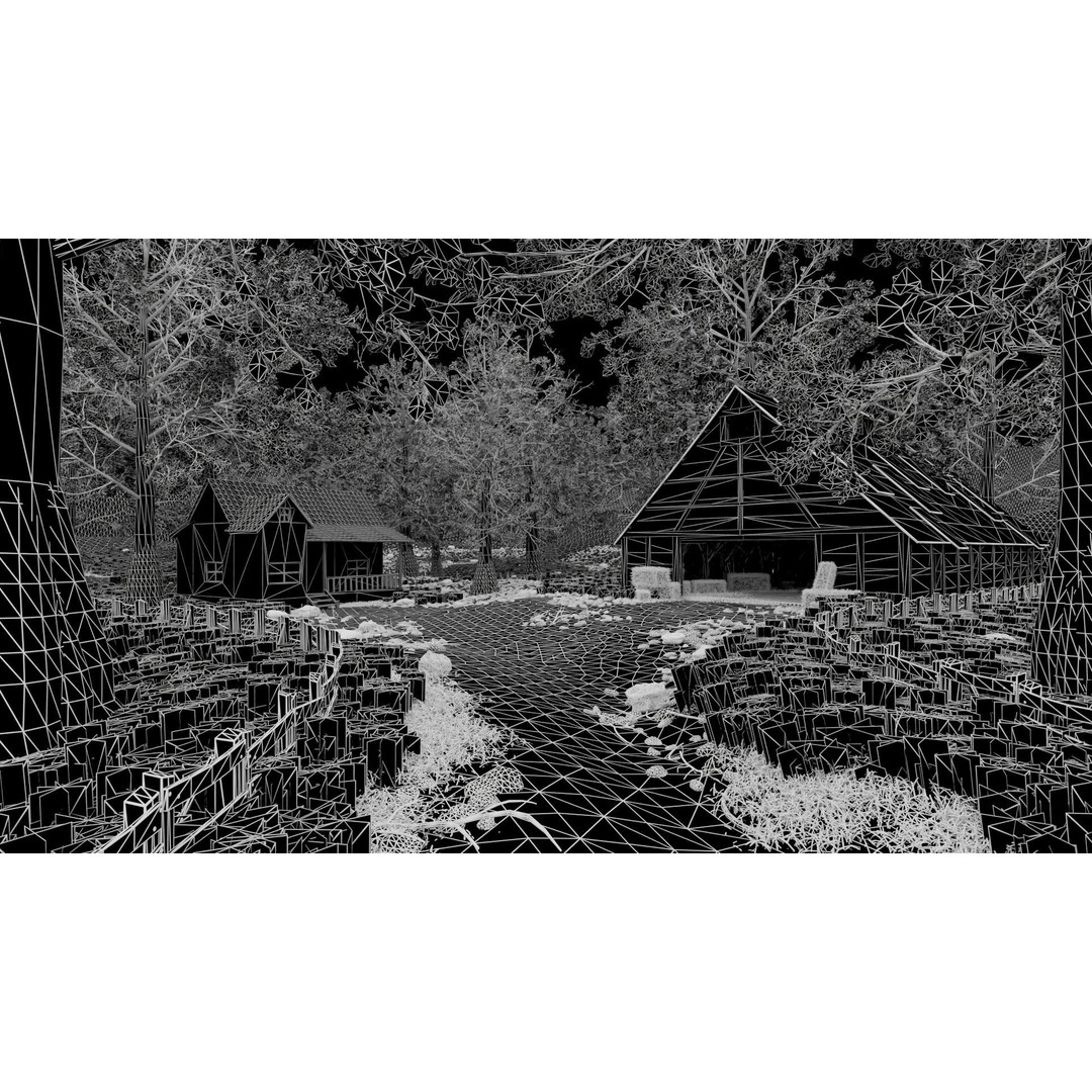 Barn Scene 3D Model – High Poly Landscape Asset, Blender, FBX, OBJ
